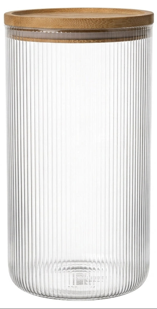 Cookinglife Vorratsbehälter Set Boro Lines - Glas Bambusdeckel - ø 11 cm - 1750 ml - 3 Stück