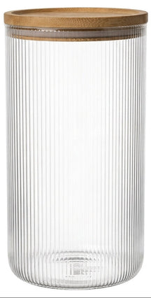 Cookinglife Vorratsbehälter Set Boro Lines - Glas Bambusdeckel - ø 11 cm - 1750 ml - 3 Stück