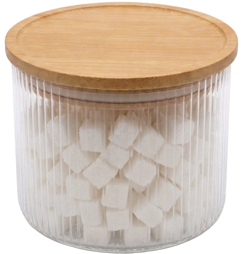 Cookinglife Vorratsbehälter Set Boro Lines - Glas Bambusdeckel - ø 11 cm - 600 ml - 3 Stück