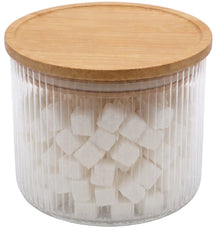 Cookinglife Vorratsbehälter Set Boro Lines - Glas Bambusdeckel - ø 11 cm - 600 ml - 3 Stück