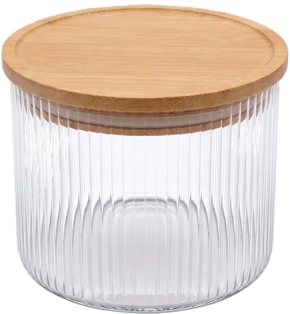 Cookinglife Vorratsbehälter Set Boro Lines - Glas Bambusdeckel - ø 11 cm - 600 ml - 3 Stück