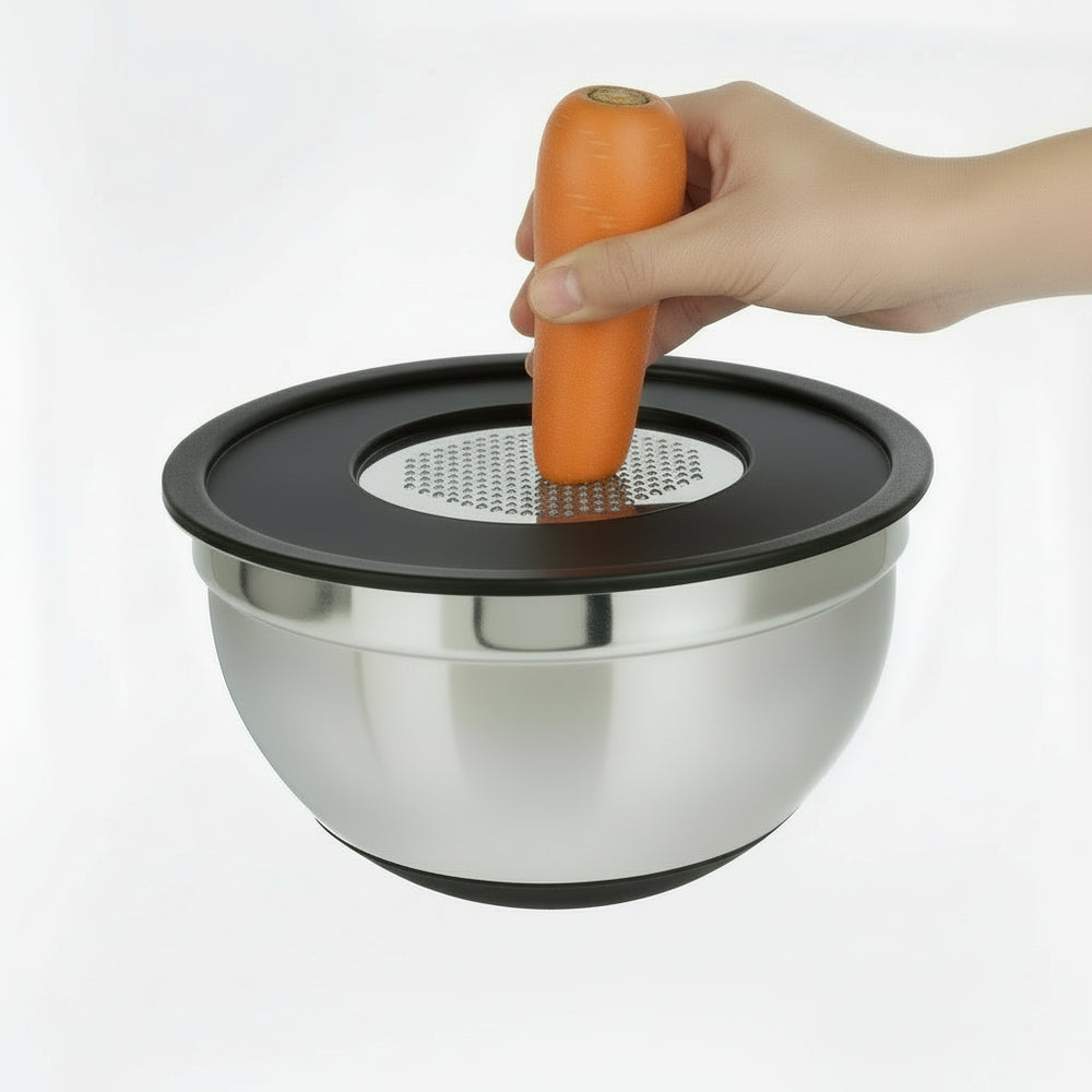 Cookinglife Rührschüssel aus Edelstahl + 3 Reiben – 25,5 x 14 cm