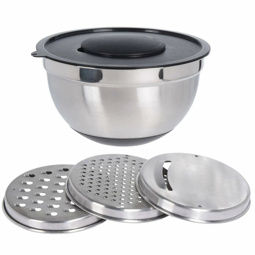 Cookinglife Rührschüssel aus Edelstahl + 3 Reiben – 25,5 x 14 cm