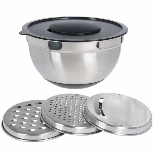 Cookinglife Rührschüssel aus Edelstahl + 3 Reiben – 25,5 x 14 cm
