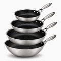 Cookinglife Pfannenset HexaCook Hybride Pfanne 4-teilig - Wok ø 28 cm + Bratpfanne ø 20, 24 & 28 cm - NON STICK - geeignet für alle Wärmequellen - keramische Antihaftbeschichtung