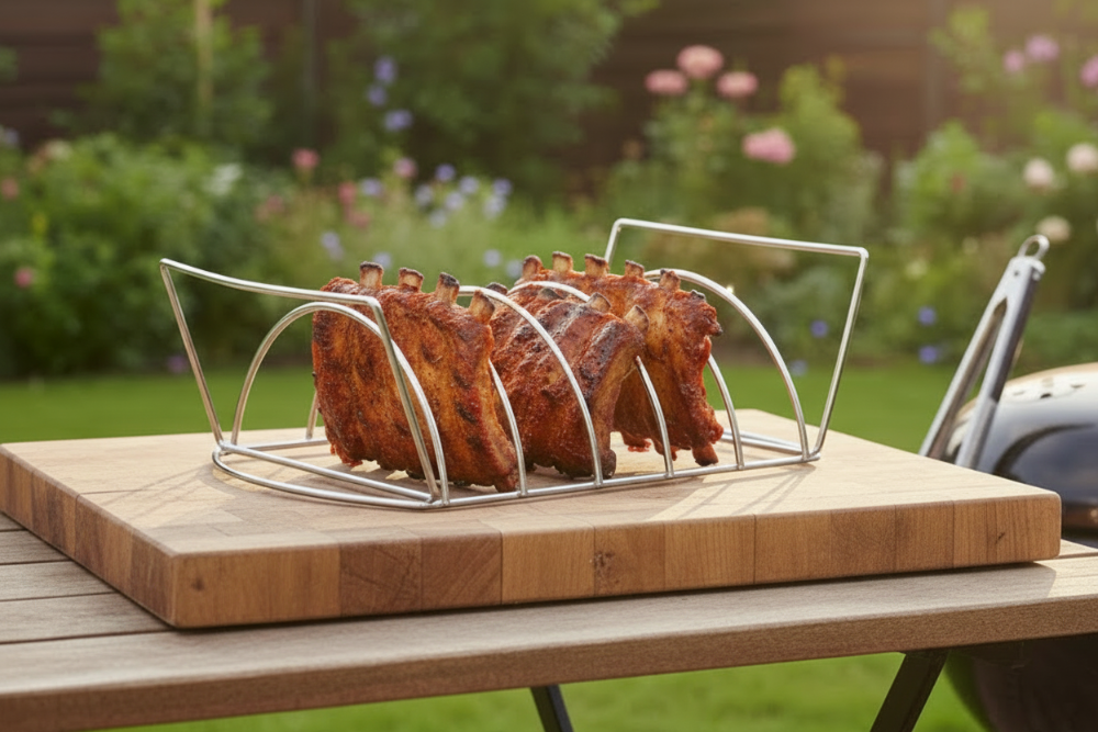 Cookinglife BBQ Sparerib Rack Fire & Flavour - Hitzebeständiger Stahl - Grillen von Fleisch und Geflügel