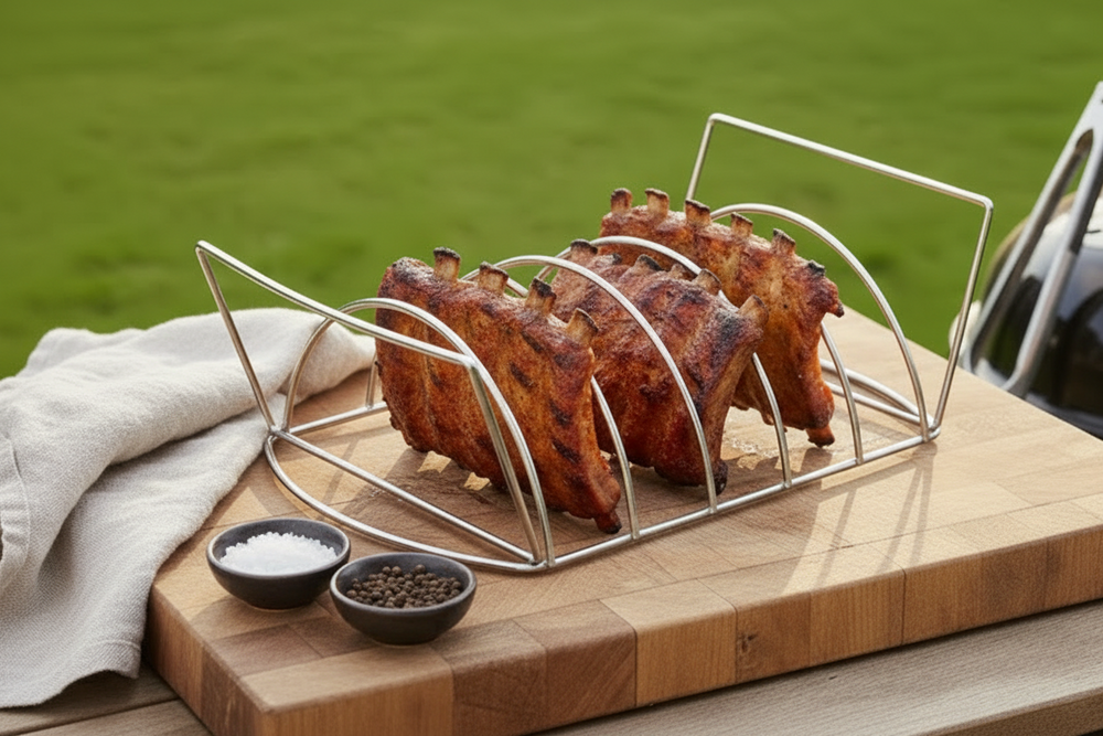 Cookinglife BBQ Sparerib Rack Fire & Flavour - Hitzebeständiger Stahl - Grillen von Fleisch und Geflügel