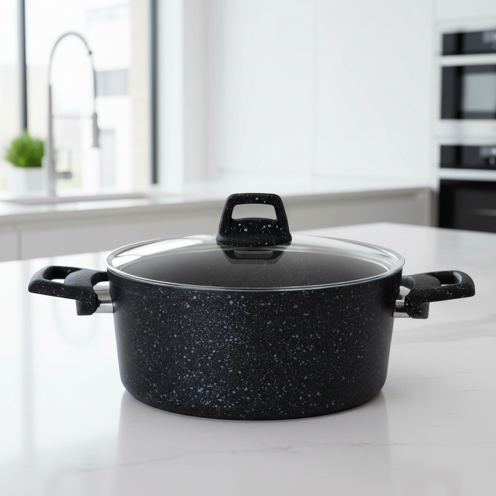 Cookinglife Kochtopf Alu Black Speckle 22 cm 3,5 L - Schmortopf - Induktion
