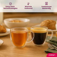 Cookinglife Doppelwandige Kaffee- / Teegläser mit Henkel 280 ml - 2 Stück