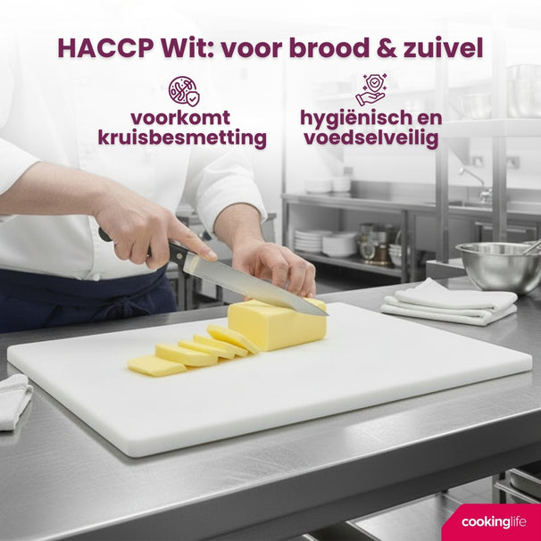 Cookinglife Schneidebrett HACCP Weiß 45 x 30 cm - für Milchprodukte & Brot