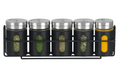 Cookinglife Kräuterregal Schwarz 5-teilig - Mit Kräuterspendern 80 ml