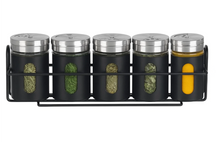 Cookinglife Kräuterregal Schwarz 5-teilig - Mit Kräuterspendern 80 ml