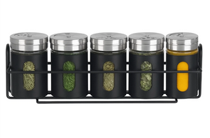 Cookinglife Kräuterregal Schwarz 5-teilig - Mit Kräuterspendern 80 ml