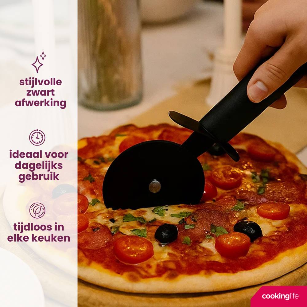 Cookinglife Pizzaschneider Schwarz 22 cm