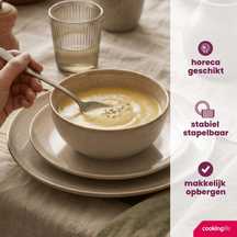 Cookinglife Serene Sand 12-teiliges Geschirrset / 4 Personen - 4 Speiseteller, 4 Frühstücksteller und 4 Schüsseln