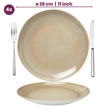 Cookinglife Serene Sand 12-teiliges Geschirrset / 4 Personen - 4 Speiseteller, 4 Frühstücksteller und 4 Schüsseln