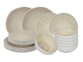 Cookinglife Geschirrset Nola Sand reaktive Glasur 18-teilig / 6 Personen - 6 Speiseteller, 6 Frühstücksteller und 6 Schalen
