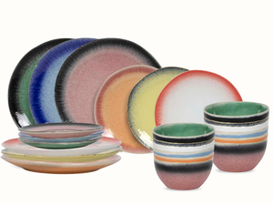 Studio Tavola Geschirrset Fire 24-teilig / 6 Personen - 6 Speiseteller, 6 Frühstücksteller, 6 Schalen und 6 kleine Schalen