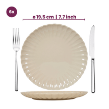 Cookinglife Geschirrset Cardida Beige 18-teilig / 6 Personen - 6 Speiseteller, 6 Frühstücksteller und 6 Schalen