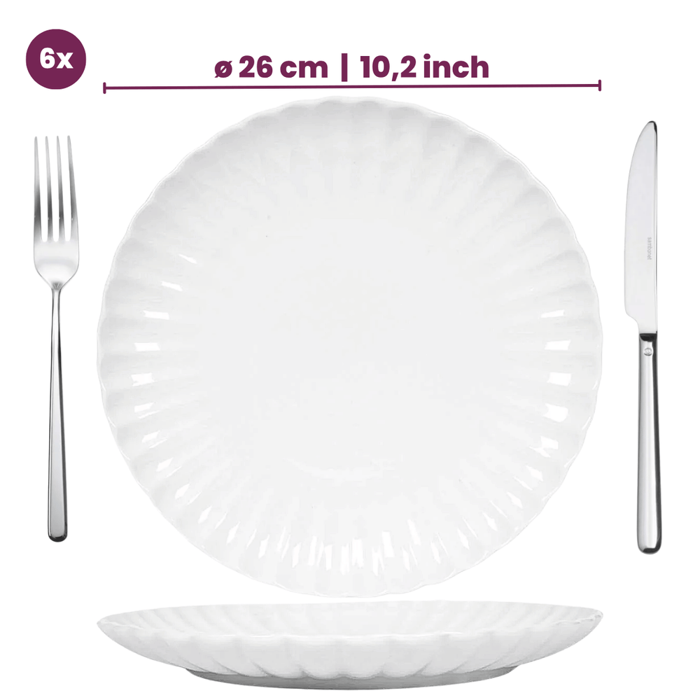 Cookinglife Geschirrset Cardida Off White 18-teilig / 6 Personen - 6 Speiseteller, 6 Frühstücksteller und 6 Schalen