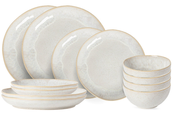 Costa Nova Geschirrset Casafina Eivissa Sand Beige 12-teilig / 4 Personen - 4 Speiseteller, 4 Frühstücksteller & 4 Schalen