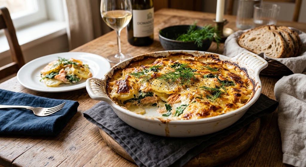 Cremiges Kartoffelgratin mit einem luxuriösen Twist aus dem Ofen