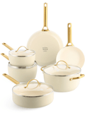 GreenPan Topfset Padova Reserve Cremeweiß 6-teiliges – Keramik-Antihaftbeschichtung – Kochtopf ø 24 cm, Stielkasserolle ø 18, 20 cm, Bratpfanne ø 20, 28 cm und Sauteuse ø 24 cm