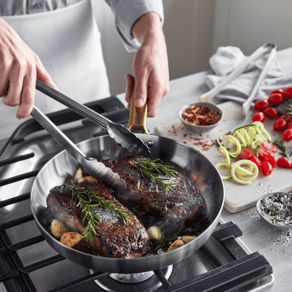 GreenPan Topfset Padova Reserve 5-teilig - Triply Edelstahl - Kochtöpfe ø 20, 24 cm, Stieltopf ø 18 cm & Bratpfanne ø 20 & 28 cm