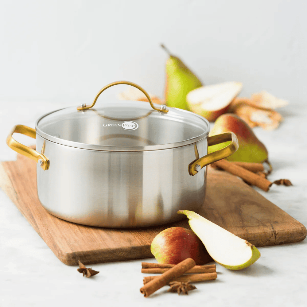 GreenPan Topfset Padova Reserve 3-teilig - Triply Edelstahl - Kochtöpfe ø 20, 24 cm, Stieltopf ø 18 cm