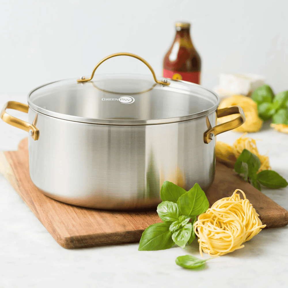 GreenPan Topfset Padova Reserve 3-teilig - Triply Edelstahl - Kochtöpfe ø 20, 24 cm, Stieltopf ø 18 cm