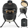 GrillX Kamado 13 Zoll - inklusive Abdeckhaube - Barbecue Egg - Holzkohlegrill - Schwarz - Ø 27 cm
