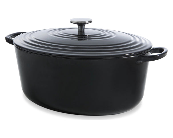 BK Bräter Bourgogne Jet Black Gusseisen Oval 32 x 26 cm / 7,5 Liter - emaillierte Antihaftbeschichtung