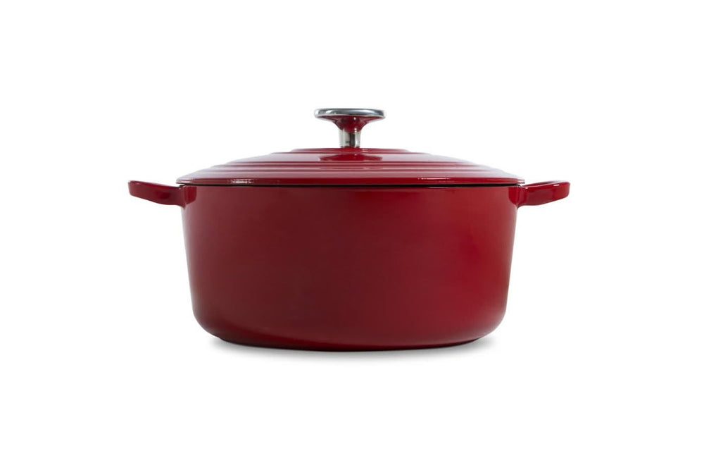 BK Bräter Bourgogne Chili Red Gusseisen ø 24 cm / 4,2 Liter - emaillierte Antihaftbeschichtung