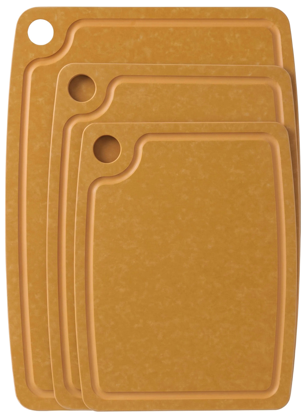 Hendi Snijplankenset antislip - vaatwasserbestendig - bruin houtvezel - 3-delig