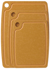 Hendi Snijplankenset antislip - vaatwasserbestendig - bruin houtvezel - 3-delig