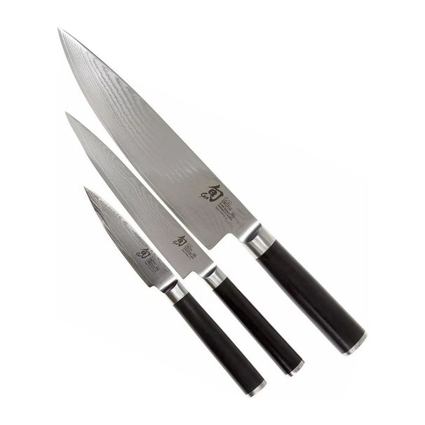 Kai Shun Classic Messerset – 32 Lagen Damaststahl – (Büromesser + Universalmesser + Kochmesser) 3-teilig – DMS-300