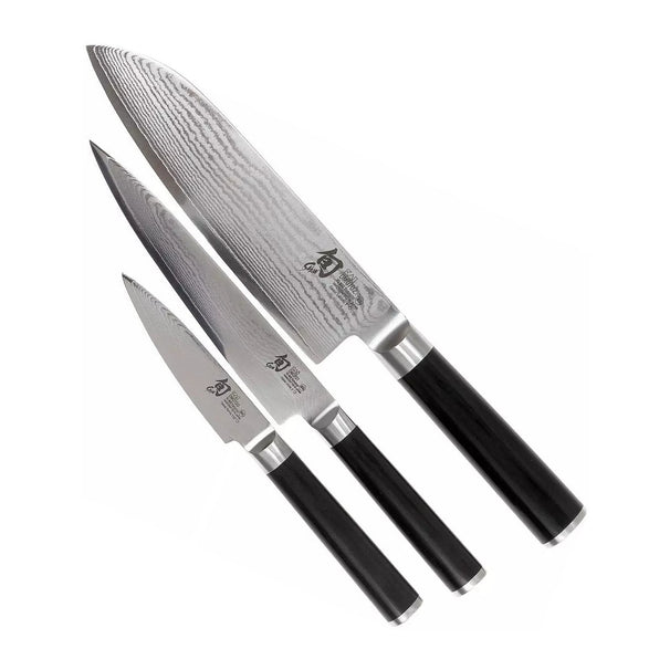 Kai Shun Classic Messerset - 32-lagiger Damaststahl - (Büromesser + Universalmesser + Santokumesser) 3-teilig - DMS-310