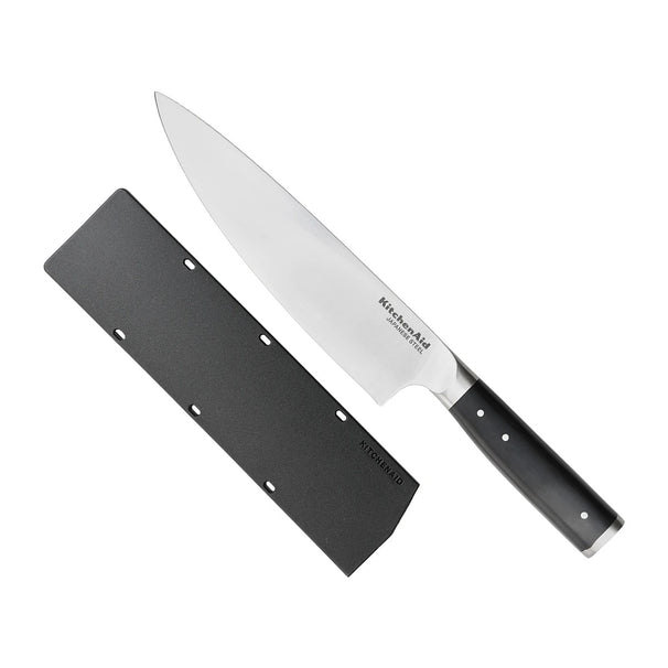 KitchenAid Kochmesser Gourmet Edelstahl 20 cm Schwarz/Silber - mit Messerschutz