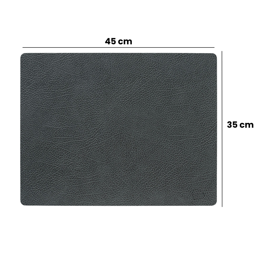 LIND DNA Tischsets Hippo - Leder - Anthrazitgrau - 45 x 35 cm - 2 Stück