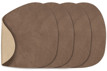 LIND DNA Untersetzer Nupo - Leder - Braun / Sand - doppelseitig - 13 x 11 cm - 4 Stück