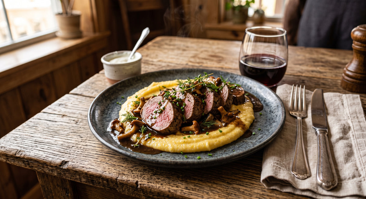 Zartes Lammfleisch, samtige Polenta und eine tiefe Thymianjus. Das ist das Gericht für einen Abend, den man nicht vergisst.