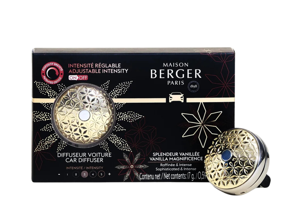 Maison Berger Autoparfüm-Starterset + 1 Nachfüllung Pomelis On/Off – Splendeur Vanillée
