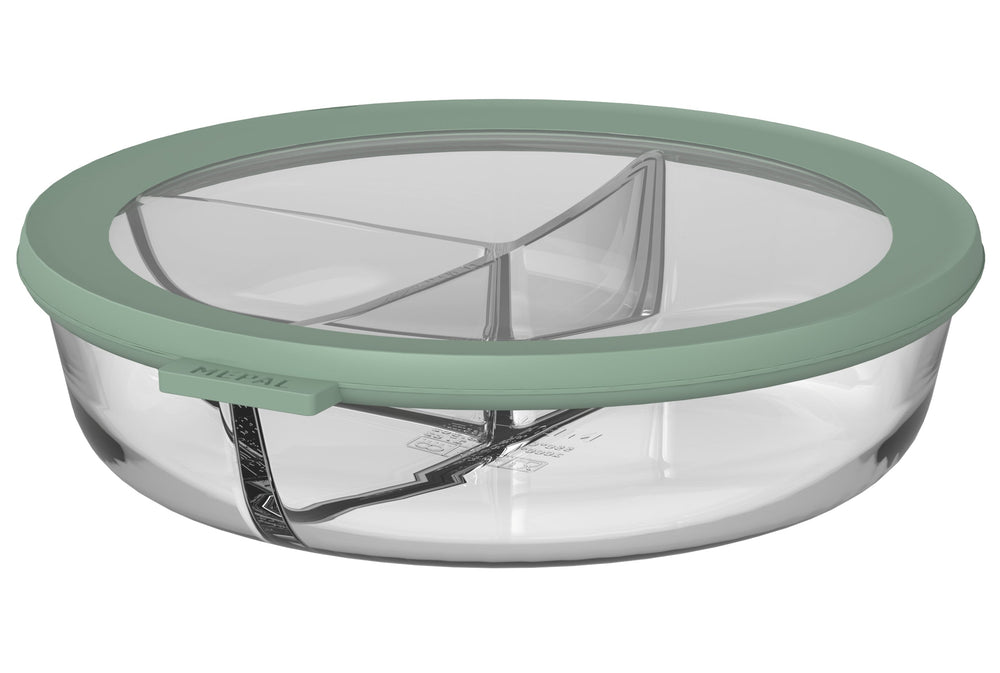 Mepal Glas Frischhaltedose Cirqula Nordic Sage 3-Fächer - 1 Liter