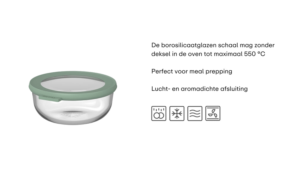 Mepal Glas Frischhaltedose Cirqula Nordic Sage Rund - 750 ml