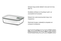 Mepal Auflaufform / Lasagneform mit Deckel EasyClip Nordic Sage - Glas - 1,5 Liter