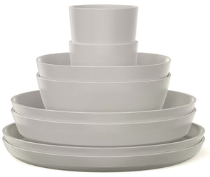 Mepal Geschirrset Silueta Nordic White 8-teilig / 2 Personen - 2 Teller, 2 tiefe Teller, 2 Schalen und 2 Becher