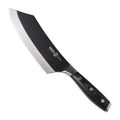 Messermeister BBQ Mes Avanta 20 cm met zwart titanium lemmet, vrijstaand op witte achtergrond