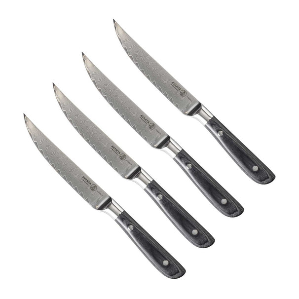 Messermeister Steakmesser Avanta Damascus 13 cm - 67 Lagen Damaststahl - 4 Stück