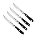 Messermeister Steakmessen Avanta 13 cm 4 stuks met zwart heft, vrijstaand op witte achtergrond