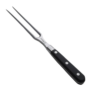 Messermeister Vleesvork Meridian Elite 15 cm met zwart heft, vrijstaand op witte achtergrond